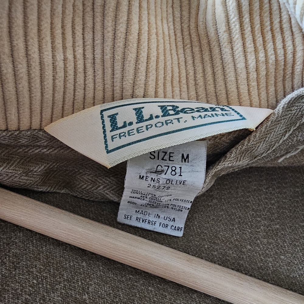 Vintage L.L. Bean Herringbone Field Chore Barn Coat Jacket Men's Olive Tan M - Picture 5 of 6